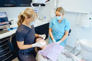 dental practice imagery 2 dentists and patient